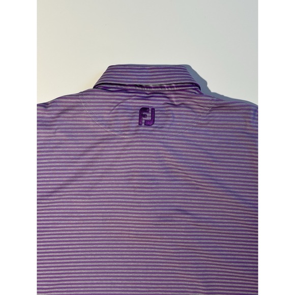 Footjoy Men's Duran Country Club Golf Polo Size Large Purple Grey Stripes - Picture 7 of 8